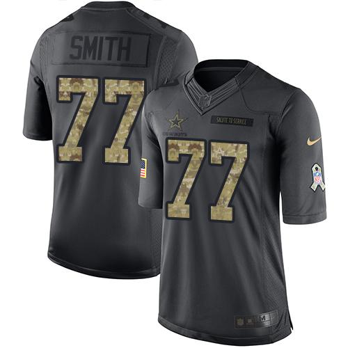 Nike Cowboys #77 Tyron Smith Black Men's Stitched NFL Limited 2016 Salute To Service Jersey - Click Image to Close